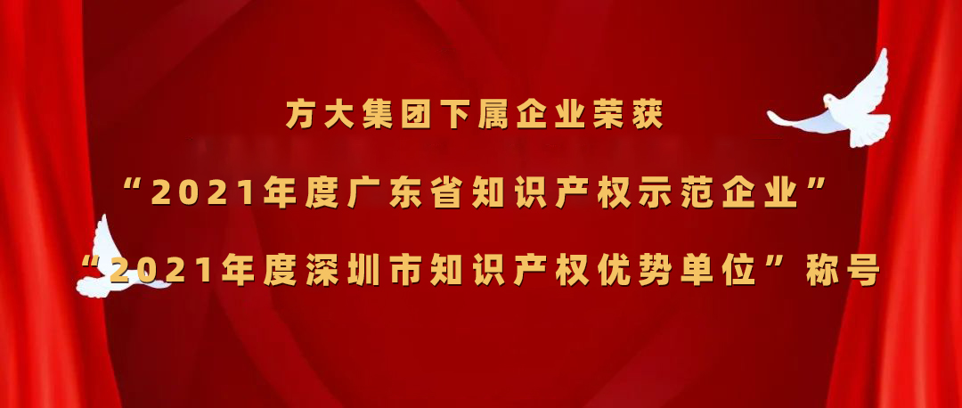 方大集團下屬企業(yè)榮獲“2021年度廣東省知識產(chǎn)權(quán)示范企業(yè)”、“2021年度深圳市知識產(chǎn)權(quán)優(yōu)勢單位”稱號